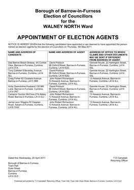 Appointment of Election Agents