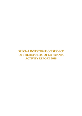 Special Investigation Service Performance Report 2018