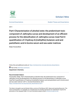 Part-I Characterization of Phorbol Ester