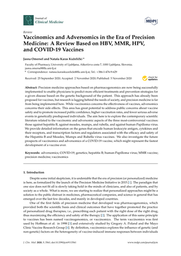 Vaccinomics and Adversomics in the Era of Precision Medicine: a Review Based on HBV, MMR, HPV, and COVID-19 Vaccines