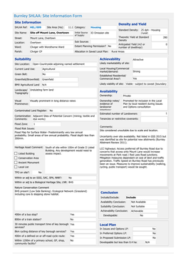 Appendix I SHLAA Sites Summary Proformas