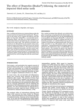 (Brufen®) Following the Removal of Impacted Third Molar Teeth