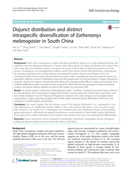 Disjunct Distribution and Distinct Intraspecific Diversification Of