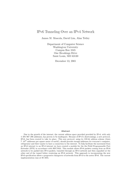 Ipv6 Tunneling Over an Ipv4 Network