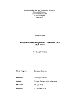 Integration of Heterogeneous Data in the Data Vault Model