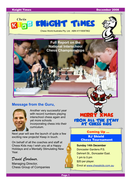 Chess Kids Newsletter 12.08