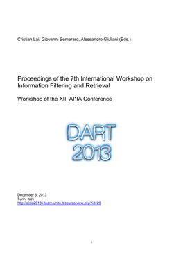 DART@AI*IA 2013 Proceedings