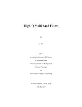 High-Q Multi-Band Filters