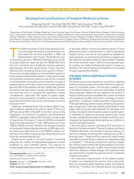 Development and Evolution of Hospital Medicine in Korea