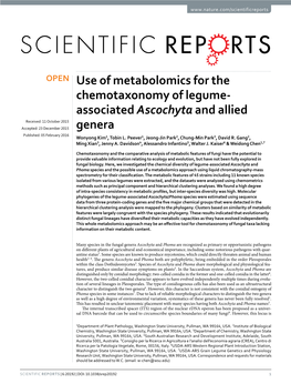 Use of Metabolomics for the Chemotaxonomy of Legume