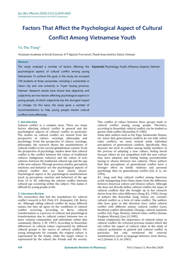 Factors That Affect the Psychological Aspect of Cultural Conflict Among Vietnamese Youth