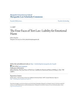 The Four Faces of Tort Law: Liability for Emotional Harm