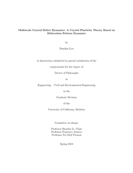 Multiscale Crystal Defect Dynamics: a Crystal Plasticity Theory Based on Dislocation Pattern Dynamics