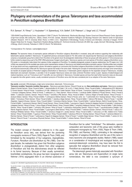 Phylogeny and Nomenclature of the Genus Talaromyces and Taxa Accommodated in Penicillium Subgenus Biverticillium