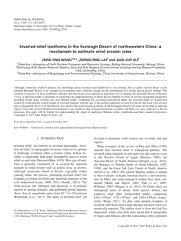 Inverted Relief Landforms in the Kumtagh Desert of Northwestern China: a Mechanism to Estimate Wind Erosion Rates