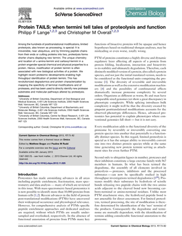 Protein TAILS: When Termini Tell Tales of Proteolysis and Function