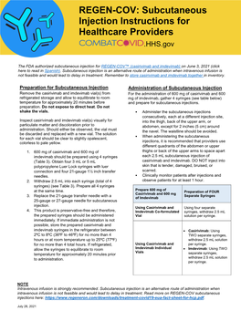 REGEN-COV: Subcutaneous Injection Instructions For