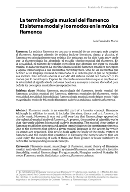 La Terminología Musical Del Flamenco El Sistema Modal Y Los Modos En La Música Flamenca