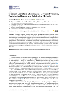 Titanium Dioxide in Chromogenic Devices: Synthesis, Toxicological Issues, and Fabrication Methods