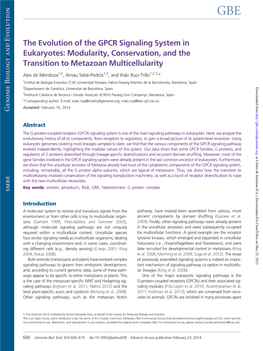 The Evolution of the GPCR Signaling System in Eukaryotes: Modularity, Conservation, and the Transition to Metazoan Multicellularity