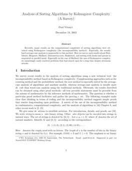 Analysis of Sorting Algorithms by Kolmogorov Complexity (A Survey)