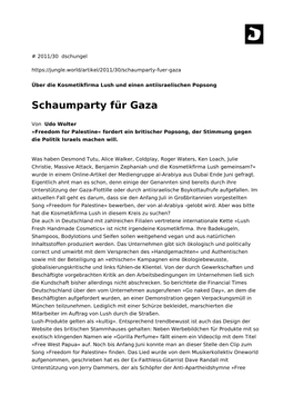 Schaumparty Für Gaza