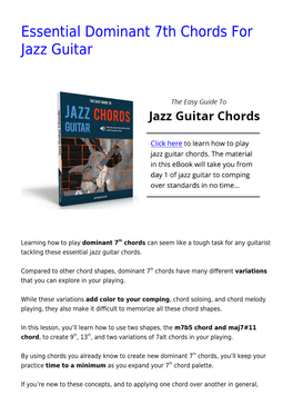 Essential Dominant 7Th Chords for Jazz Guitar