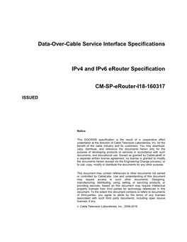 Data-Over-Cable Service Interface Specifications Ipv4 and Ipv6
