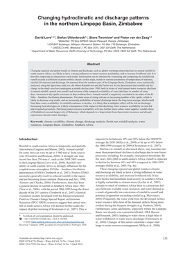 Changing Hydroclimatic and Discharge Patterns in the Northern Limpopo Basin, Zimbabwe