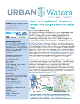 Coordinated Revegetation Along the Green-Duwamish River