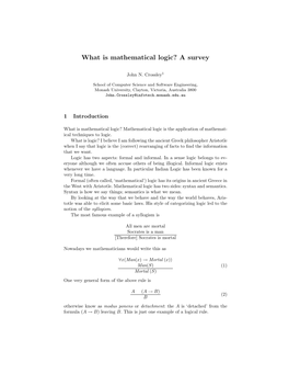 What Is Mathematical Logic? a Survey