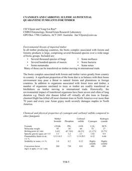 Cyanogen As a Potential Fumigant for Timber