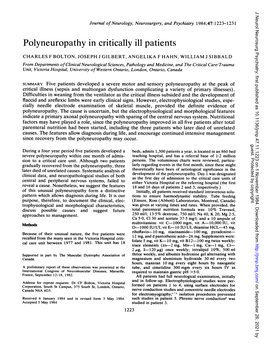 Polyneuropathy in Critically Ill Patients