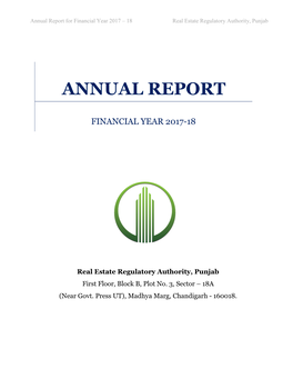 Annual Report for Financial Year 2017 – 18 Real Estate Regulatory Authority, Punjab