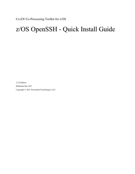 Z/OS Openssh - Quick Install Guide