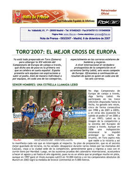 Toro'2007: El Mejor Cross De Europa