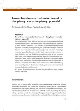 Disciplinary Or Interdisciplinary Approach?