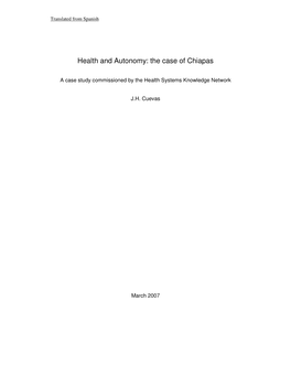 Health and Autonomy: the Case of Chiapas