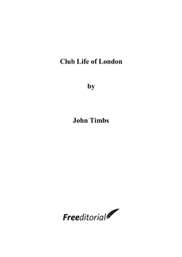 Club Life of London by John Timbs