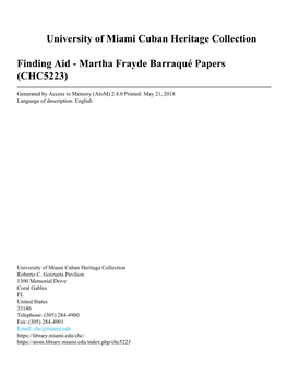 Martha Frayde Barraqué Papers (CHC5223)