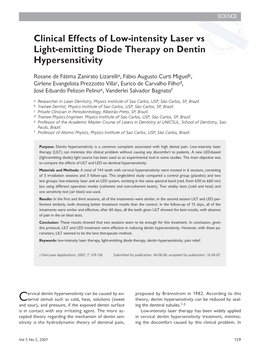 Clinical Effects of Low-Intensity Laser Vs Light