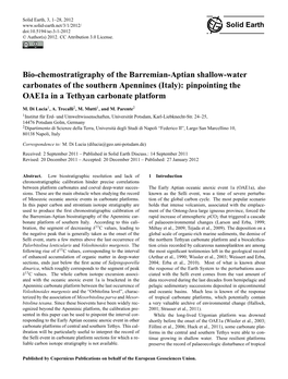 Bio-Chemostratigraphy of the Barremian-Aptian Shallow-Water Carbonates of the Southern Apennines (Italy): Pinpointing the Oae1a in a Tethyan Carbonate Platform