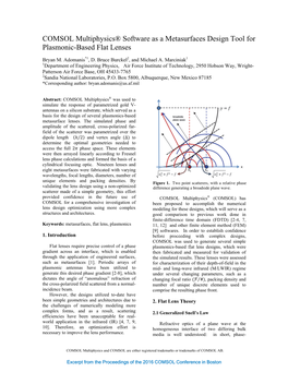 COMSOL Multiphysics® Software As a Metasurfaces Design Tool for Plasmonic-Based Flat Lenses