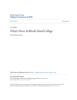 What's News at Rhode Island College Rhode Island College