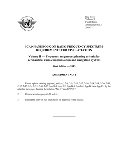 Icao Handbook on Radio Frequency Spectrum Requirements for Civil Aviation