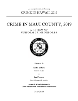 Crime in Maui County, 2019