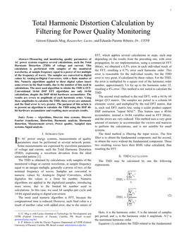 Total Harmonic Distortion Calculation by Filtering for Power Quality Monitoring