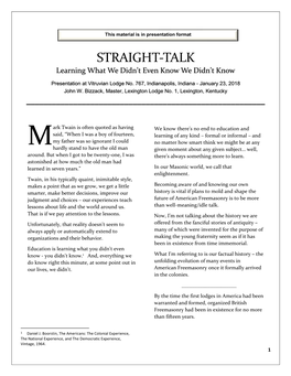 STRAIGHT-TALK Learning What We Didn’T Even Know We Didn’T Know