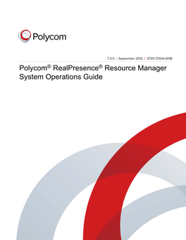 Polycom Realpresence Resource Manager System Operations Guide