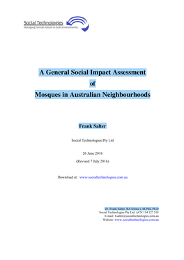 A General Social Impact Assessment Mosques In